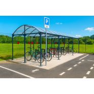 Abri vélos 10 mètres - modèle Vision - structure en tube carré et toiture polycarbonate