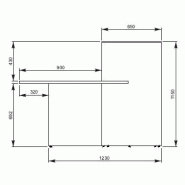 Bureau d'accueil oval avec parties haute et basse - MDD - Blanc, Wengé, A droite_7