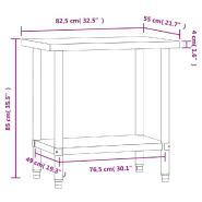 Vidaxl table de travail de cuisine 82,5x55x85 cm acier inoxydable 376454_7