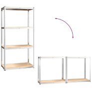 Vidaxl étagères à 4 niveaux 4 pcs argenté acier et bois d'ingénierie 3154138_7