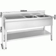 Plonge inox 2 bacs avec égouttoir avec étagère - P 600 mm - à droite_7