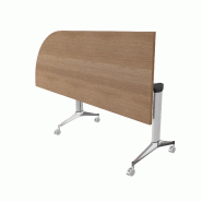 Table de réunion NET, plateau abattant avec retour - Mobel Linea - Alu, Acacia foncé, Gauche_7