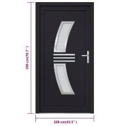 Vidaxl porte d'entrée anthracite 108x200 cm pvc 3187939_7
