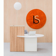 Bureau d'accueil oval avec parties haute et basse - MDD - Blanc, A droite, Cocoa_7