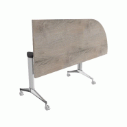 Table de réunion NET, plateau abattant avec retour - Mobel Linea - Alu, Droite, Chêne grisé_7