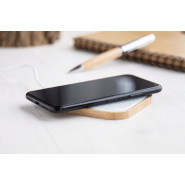 Chargeur rapide sans fil 10W - boîtier en bambou et surface en verre trempé - câble USB inclus_7