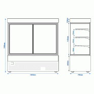 Vitrine réfrigérée 1800 mm - 1850L - double vitrage avec 3 étagères | KTG187W_7