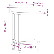 Vidaxl table de travail de cuisine avec dosseret 55x55x93 cm inox 376456_7