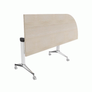 Table de réunion NET, plateau abattant avec retour - Mobel Linea - Blanc, Acacia clair, Droite_7