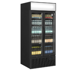 Vitrine réfrigérée noire - FSC BLACK à 2 portes avec caisson lumineux et cadre aluminium