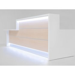 Banque d'accueil moderne et lumineuse à éclairage LED - VALDE - avec configurations ergonomiques et options sur mesure