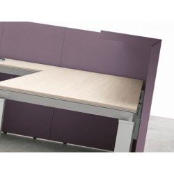 Banque d'accueil droite fonctionnelle et modulaire en bois - SHELTER - Design contemporain et personnalisable