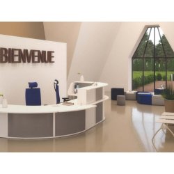 Banque d'accueil lumineuse ELEGANCE - Façade semi-transparente en plexi coloré acidulé