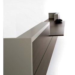 Banque d'accueil VOGUE - lignes épurées et habillage géométrique - personnalisable en coloris et modules