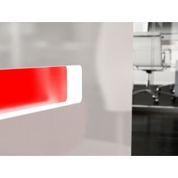 Banque d'accueil lumineuse droite SALVE - Design contemporain avec éclairage LED et finition bois laqué