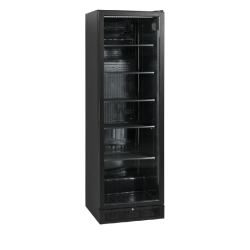 Vitrine réfrigérée noire - SCU1425H - finition élégante, porte vitrée réversible, froid ventilé, LED