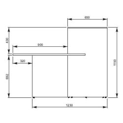 Bureau d'accueil oval avec parties haute et basse - MDD - Blanc, Wengé, A droite