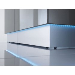 Banque d'accueil LINEA - Verre et lumière moderne, style minimaliste et modulaire