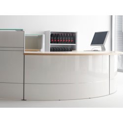 Banque d'accueil d'angle modulaire, idéale pour les espaces d'accueil professionnels - QUADRA