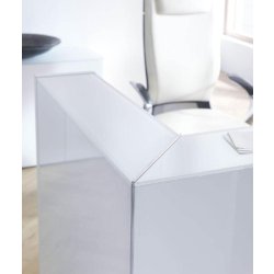 Banque d'accueil lumineuse droite série Linea avec accès PMR - MDD - Blanc