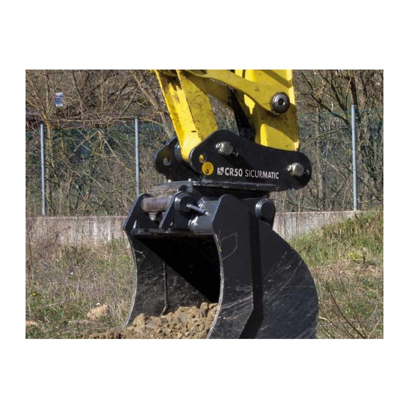 Godet pour mini-pelle avec attache MBI CR50 et 6 dents