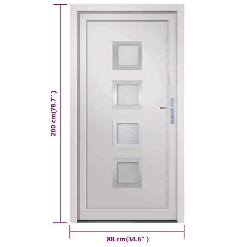 Vidaxl porte d'entrée blanc 88x200 cm pvc 3187843_8