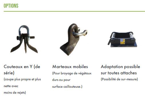 Épareuse adaptable sur mini-pelles grâce à diverses cylindrées