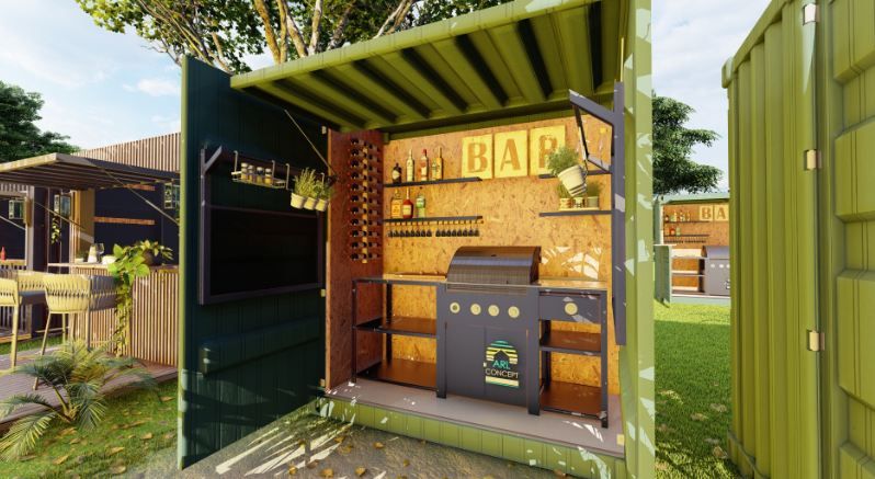 Cuisine d'été en container de petite taille, 8 pieds