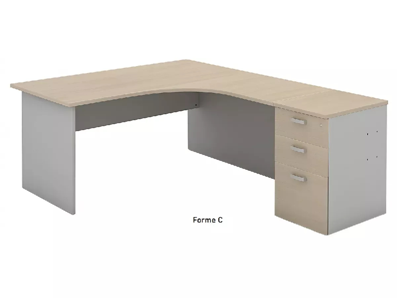 Bureau d'angle compact pied panneau avec caisson hauteur bureau So Vigo_8