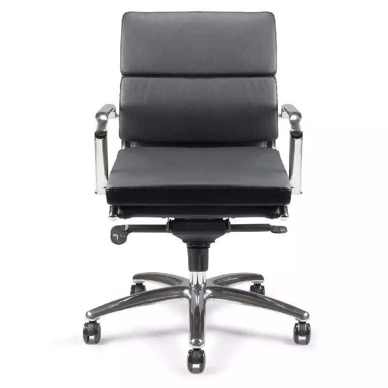 Fauteuil de Direction synchrone - cuir Noir pleine fleur - accoudoirs en aluminium poli - So Pérouse - Avec_8