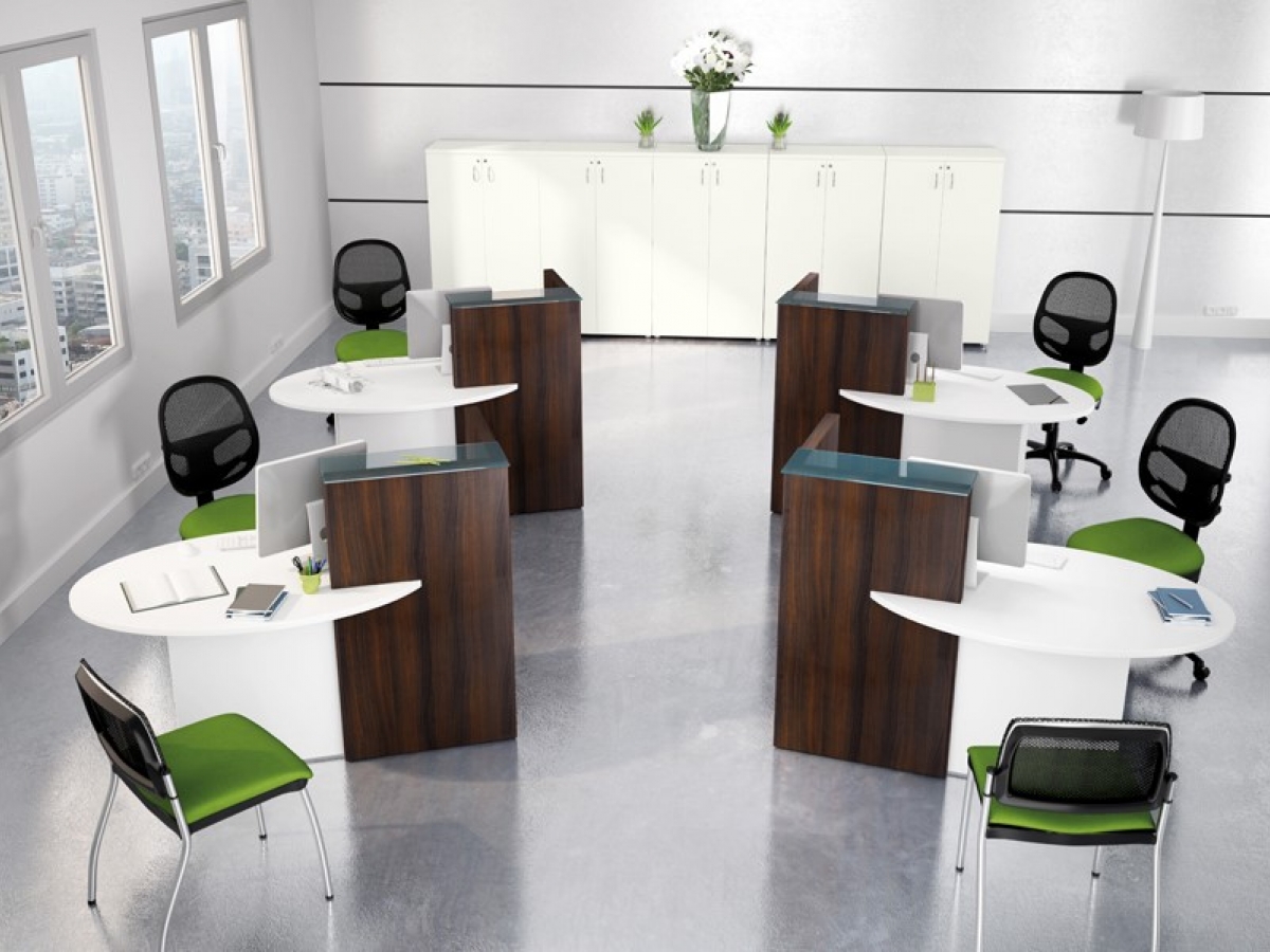 Banque d'accueil compacte et fonctionnelle - OVO pour petit espace avec plateau en verre_8