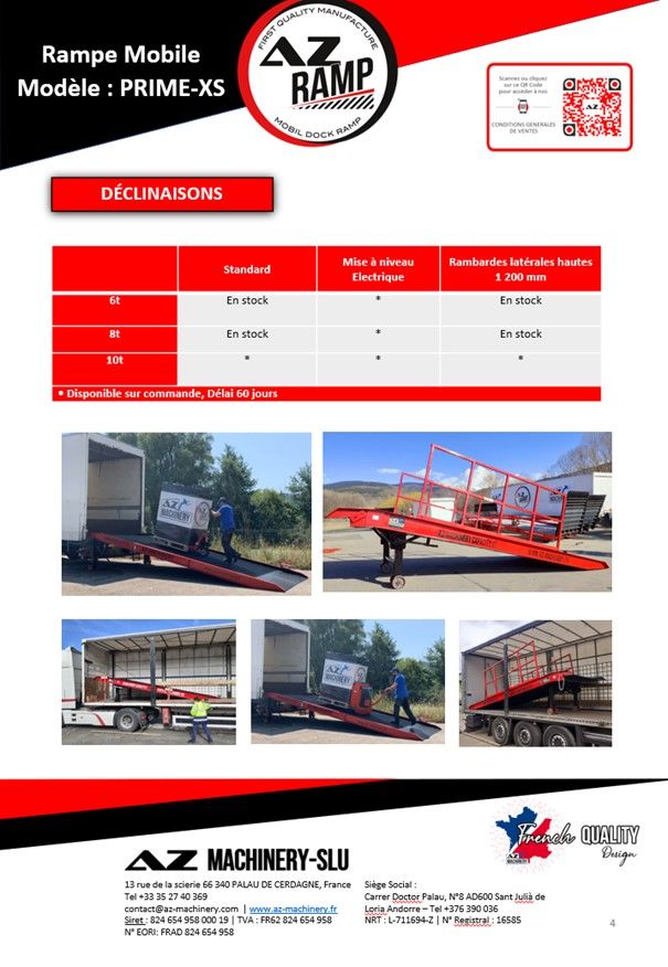 Rampe mobile avec crochet d'attelage rapide et galets Vulkollan