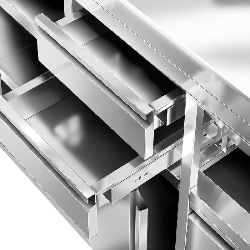 Meuble inox pour machine à café - 1200 x 600 mm - 2 tiroirs - Étagère réglable gauche_8