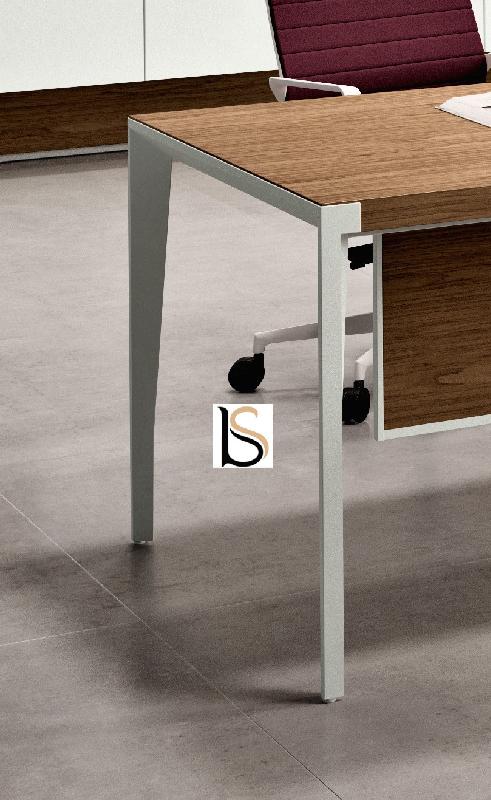 Bureau d'angle X9 avec pieds coloris blanc - Officity - 172, Droite, Orme gris_8