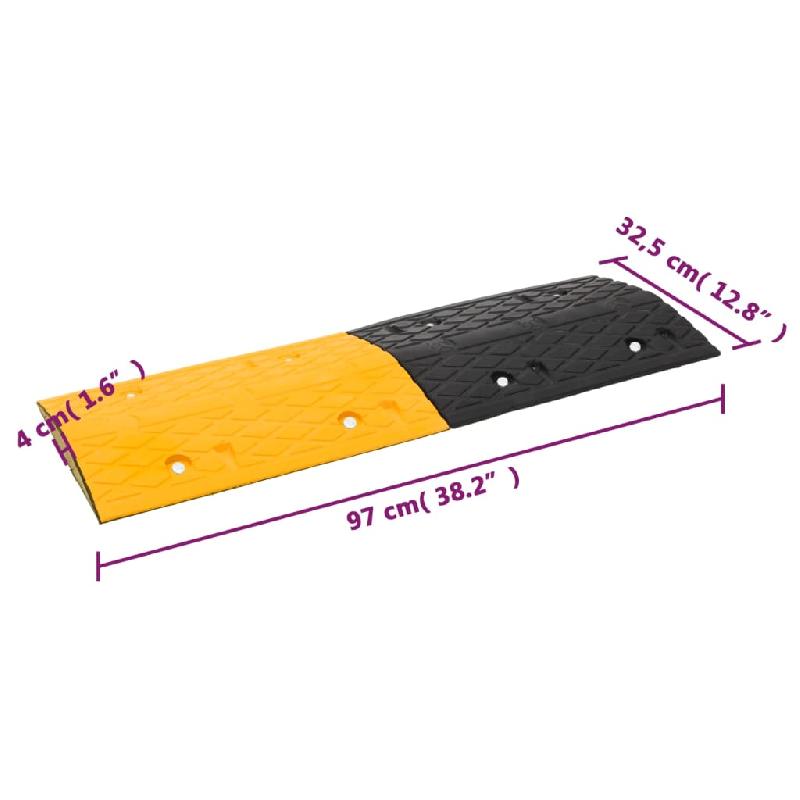 Vidaxl ralentisseur jaune et noir 97x32,5x4 cm caoutchouc 153106_8