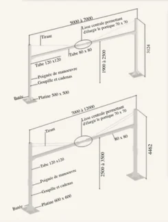 Portique universel tournant réglable 5-12 m pour parking, limitation de hauteur_8