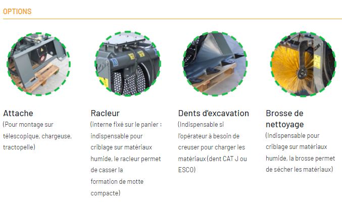 Godet cribleur rotatif à fonctionnement hydraulique Série CBR_8
