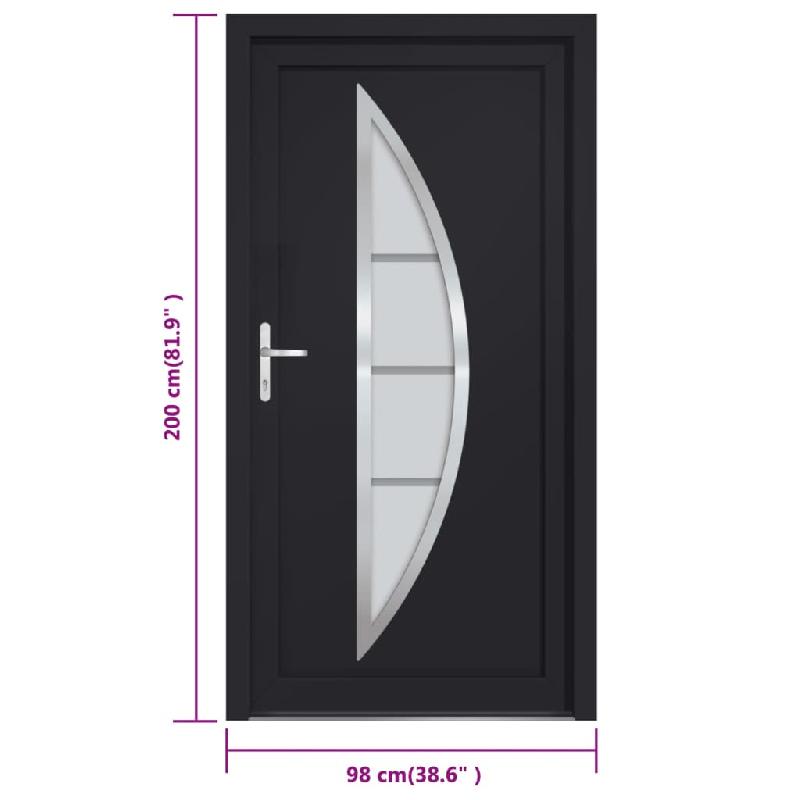 Vidaxl porte d'entrée anthracite 98x200 cm pvc 3187875_8
