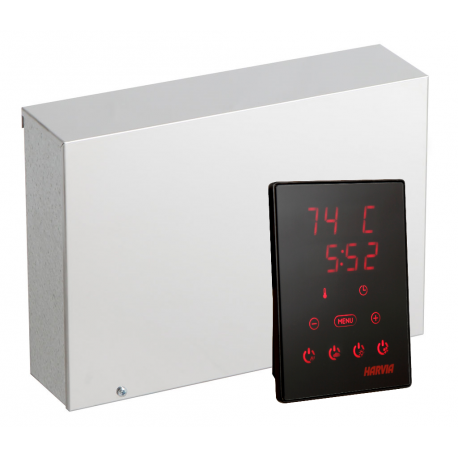 Cabine de sauna d'angle 194x175x199 avec poêle HARVIA VEGA 8KW et commande déportée_8