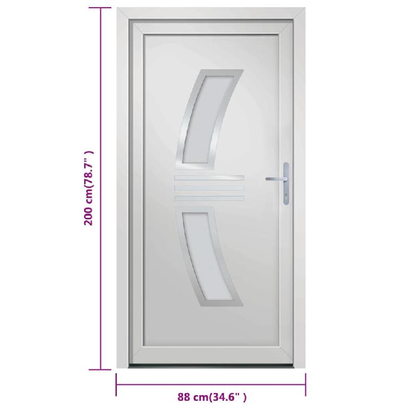 Vidaxl porte d'entrée blanc 88x200 cm pvc 3187926_8