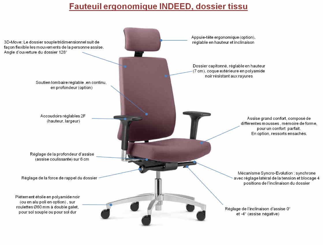 Fauteuil ergonomique de bureau design - écologique et durable - assise rembourrée confortable - INDEED_8