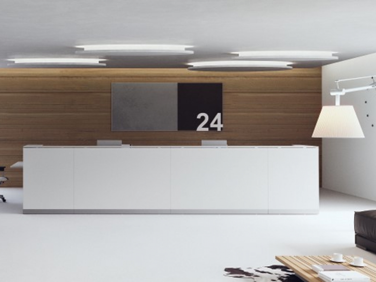 Banque d'accueil éclairée au design moderne et épuré - DV703 QUBO - Conception modulaire avec éclairage LED intégré_8