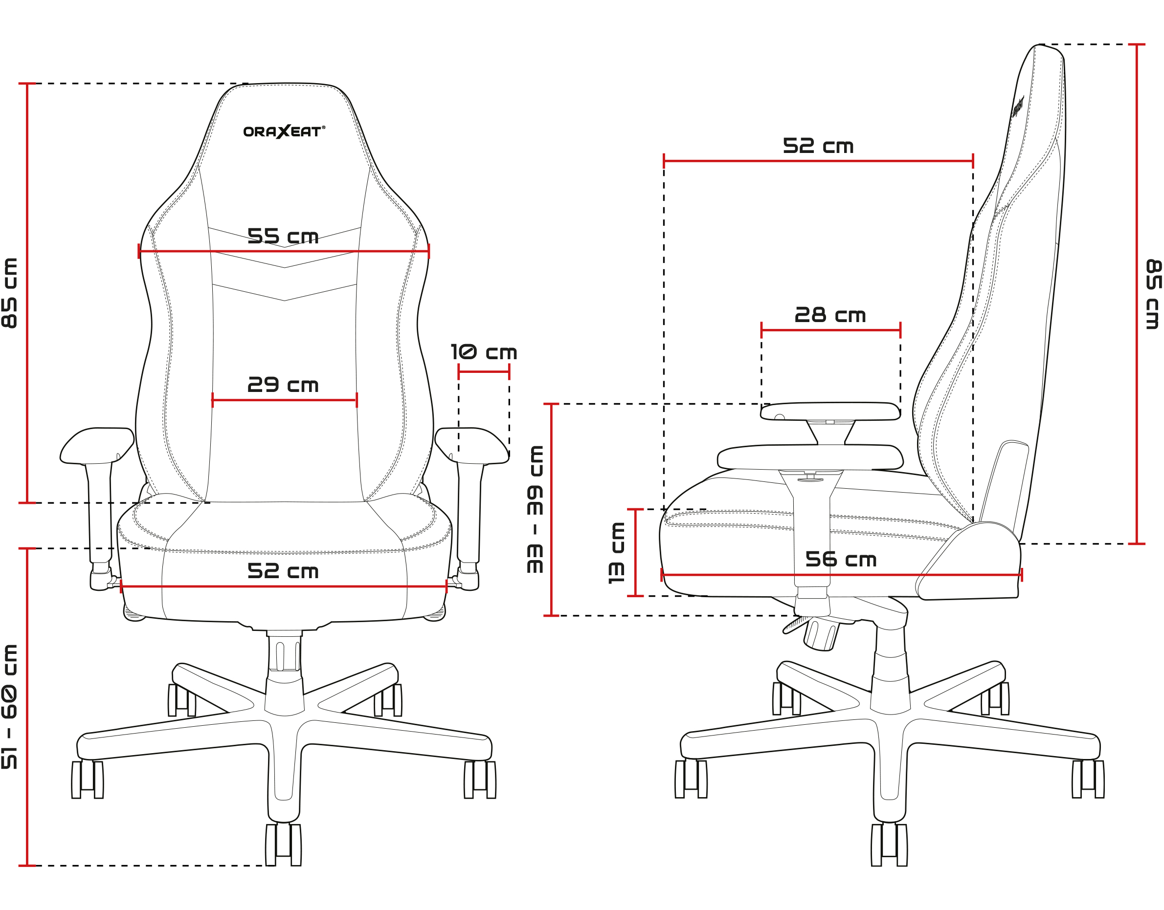 Siège réglable en tissu déperlant avec mousse de haute densité 55 kg/m3 - ORAXEAT TK800F - Gris foncé / Noir - Réf : ORX_TK800F_BKLG_8