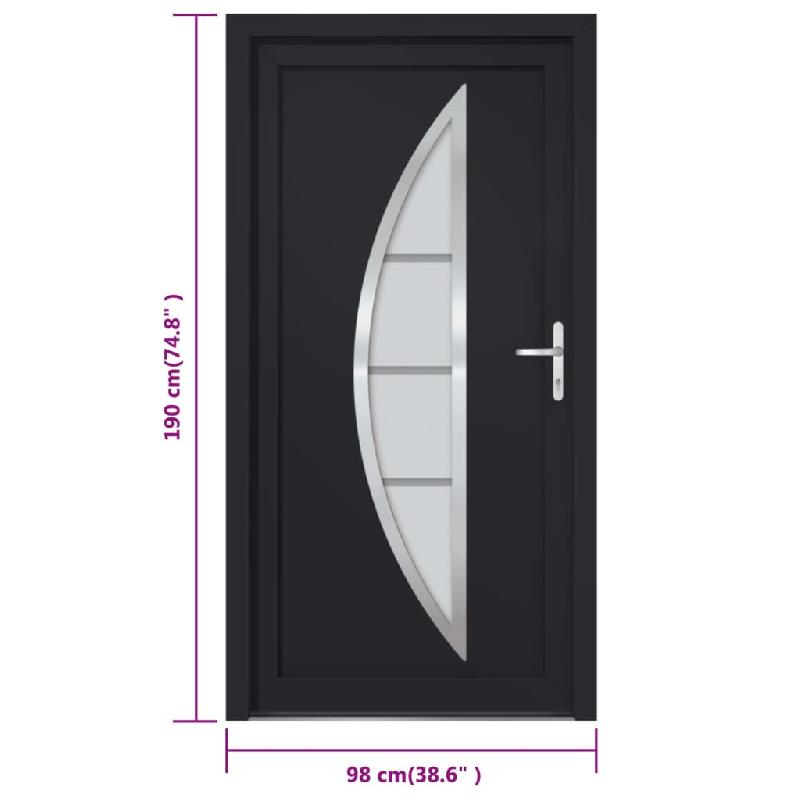 Vidaxl porte d'entrée anthracite 98x190 cm pvc 3187880_8