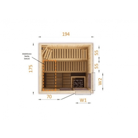 Cabine de sauna 194x175x199 en épicéa avec poêle HARVIA VEGA 8KW à commande déportée_8