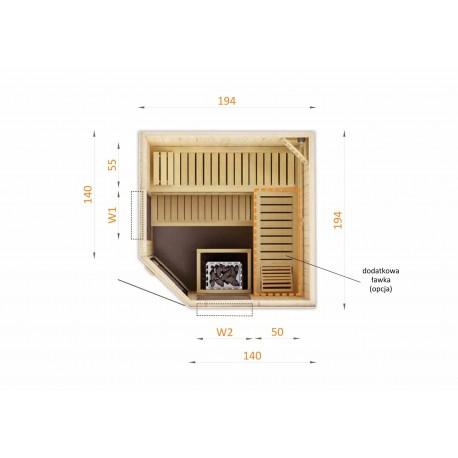Cabine de sauna d'angle 194x194x199 - Poêle HARVIA VEGA 8KW à commande déportée_8