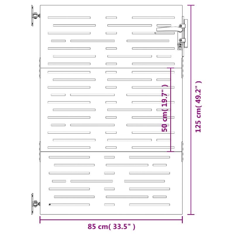 Vidaxl portail de jardin 85x125 cm acier corten conception de carré 153246_8