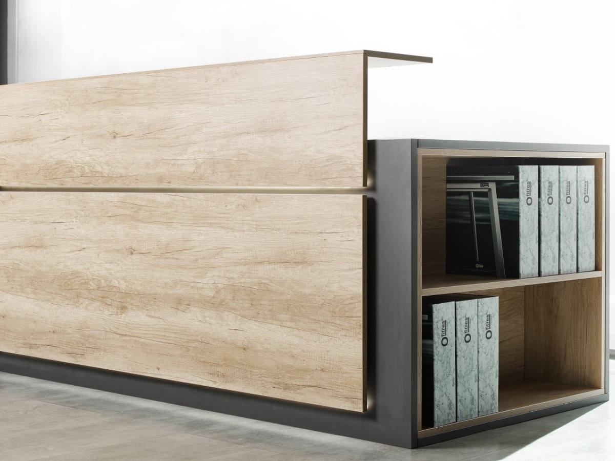 Banque d'accueil droite classique en bois - AVANT, design adaptable à tout environnement_8