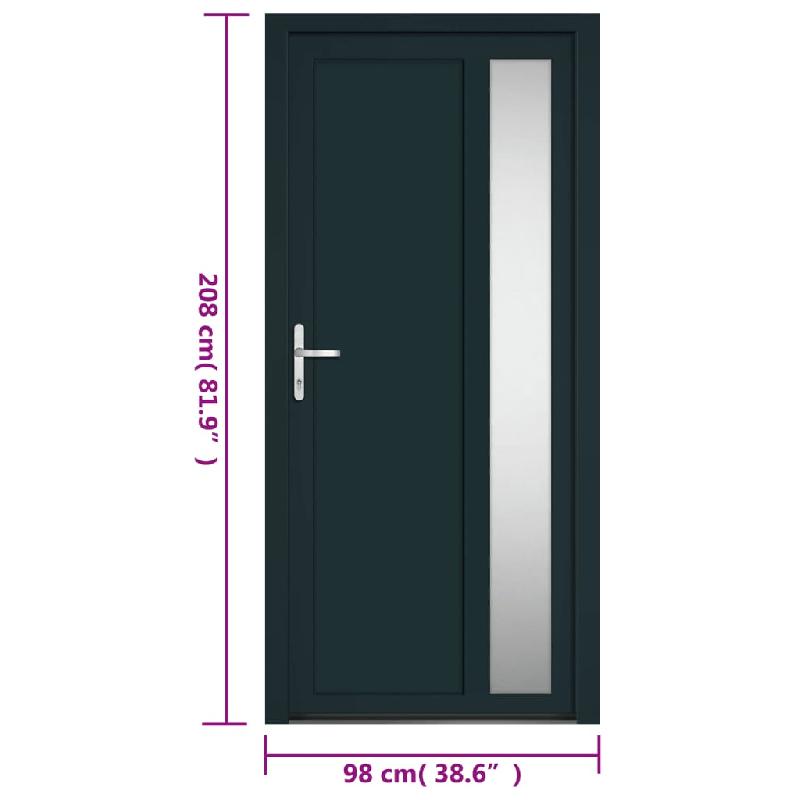 Vidaxl porte d'entrée anthracite 98x208 cm pvc 3157101_8