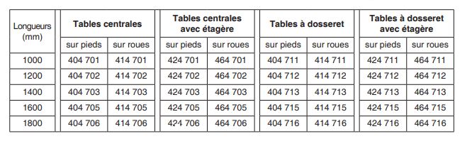 Table en inox robuste avec étagère inférieure en option